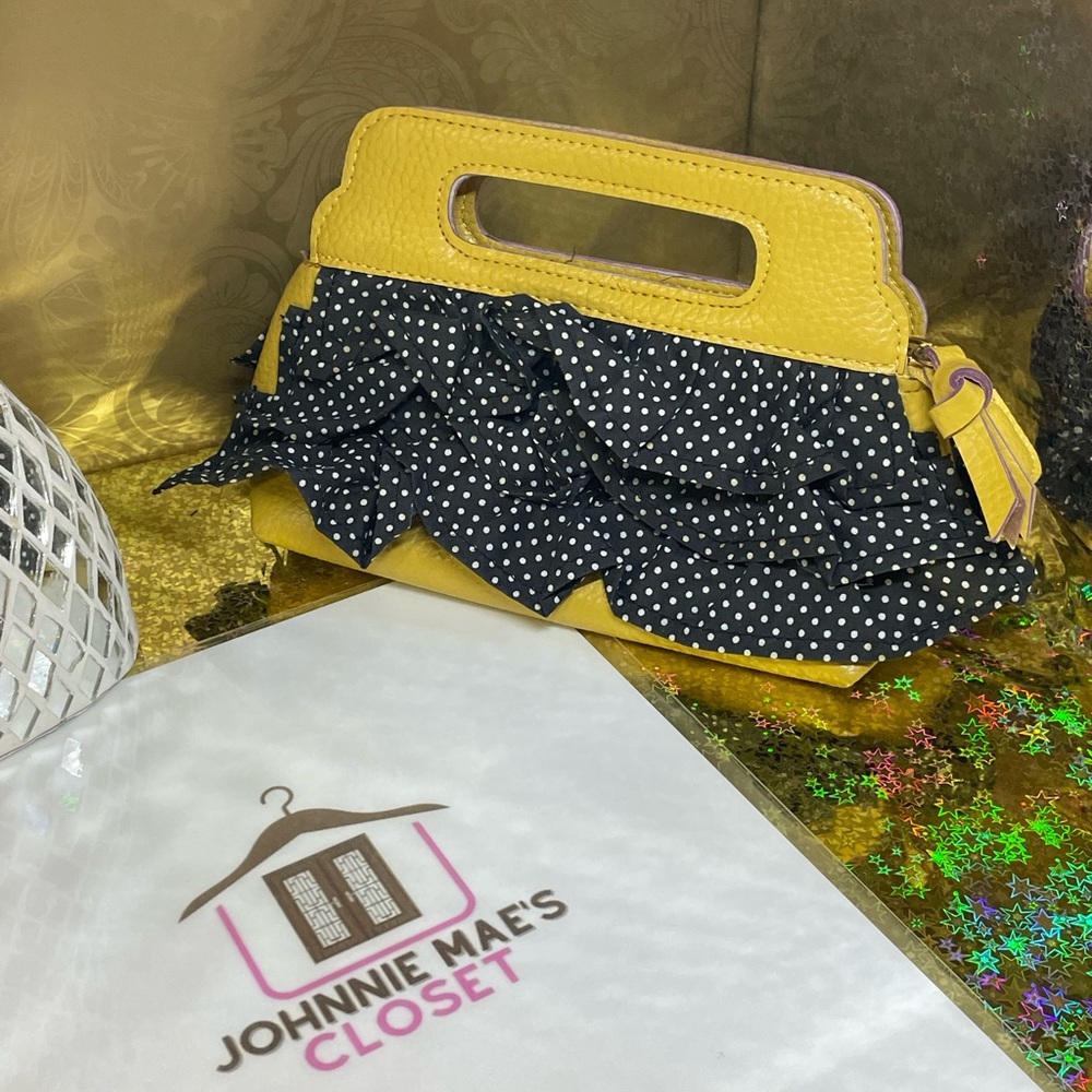 Jazzd Yellow Purse with brown ruffle accent